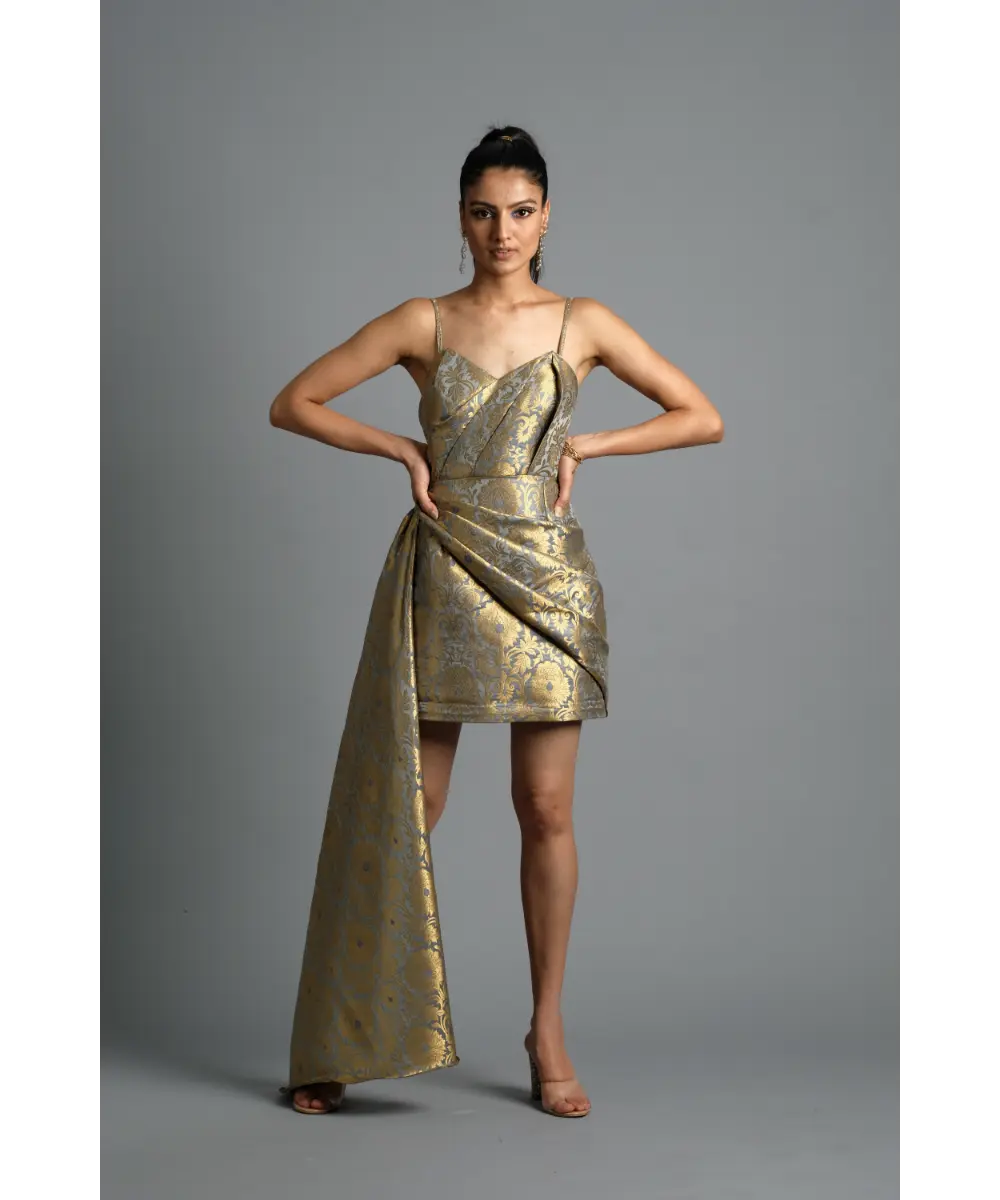 AASTHA SOOD - Grey Brocade Dress